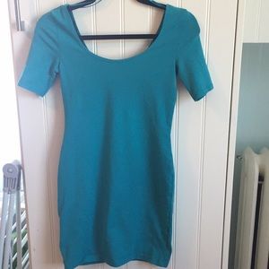 Fitted teal mini dress, size 4